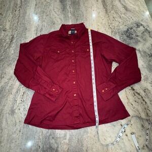 Wrangler Women's Medium Red Pearl Snap Maroon Long Sleeve Button Up
